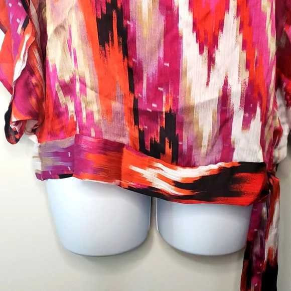 HeartSoul Ladies Blouse Size Large Multicolored Cold Shoulder Style Tie Side - Picture 6 of 8